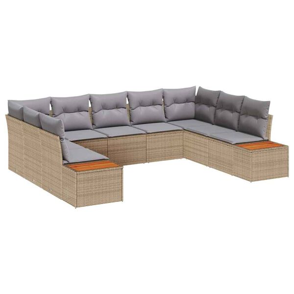 vidaXL Havesofa S&aelig;t med pude 5 pcs Beige og lys gr&aring; Polyrattan