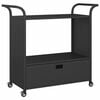 vidaXL barvogn med skuffe 100x45x97 cm polyrattan sort