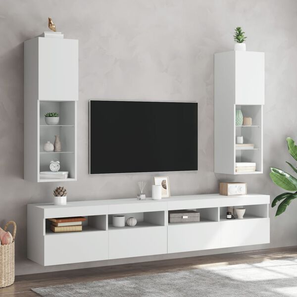 vidaXL tv-borde 2 stk. med LED-lys 30,5x30x102 cm hvid