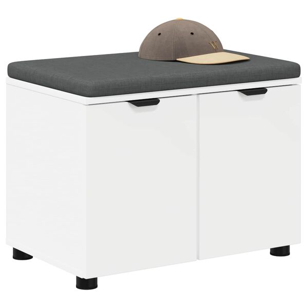 vidaXL Hallb&aelig;nk med pude med opbevaring med d&oslash;r Hvid 60 x 38 x 46 cm
