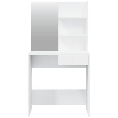 vidaXL makeupbord med spejl 74,5x40x141 cm hvid højglans