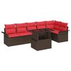 vidaXL Havesofa S&aelig;t med pude 7 pcs Brun Poly rattan