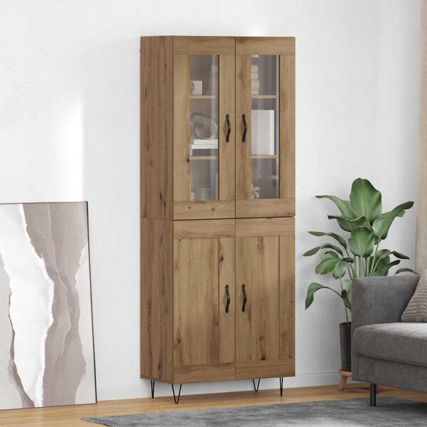 vidaXL Highboard Artisan Egetr&aelig; 69,5 x 34 x 90 cm Konstrueret tr&aelig;