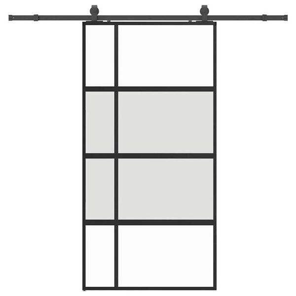 vidaXL skyded&oslash;r med hardwares&aelig;t 102,5x205 cm h&aelig;rdet glas sort