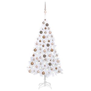 vidaXL kunstigt juletr&aelig; med lys og kugles&aelig;t 120 cm PVC hvid
