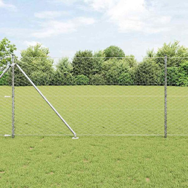 vidaXL Hegnsp&aelig;l S&oslash;lv 25 x 1,2 m (50 mm net) St&aring;l