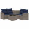 vidaXL Sofa S&aelig;t 6 stk. Gr&aring; og Marinebl&aring; Poly Rattan og St&aring;l