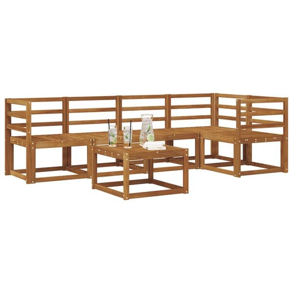 vidaXL Udend&oslash;rs sofagruppe med pude 6 pcs Naturlig og Lys Gr&aring;