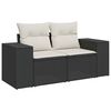 vidaXL 2-personers havesofa med hynder polyrattan sort