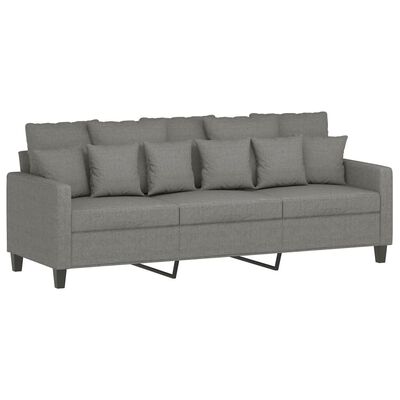 vidaXL 3-personers sofa med fodskammel 180 cm stof Mørkegrå