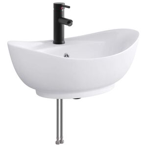 vidaXL Vask med armatur og afl&oslash;b Mat sort 59 x 35 x 21 cm Keramik