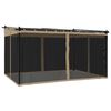 vidaXL pavillon 4x3 m mesh-v&aelig;gge st&aring;l gr&aring;brun