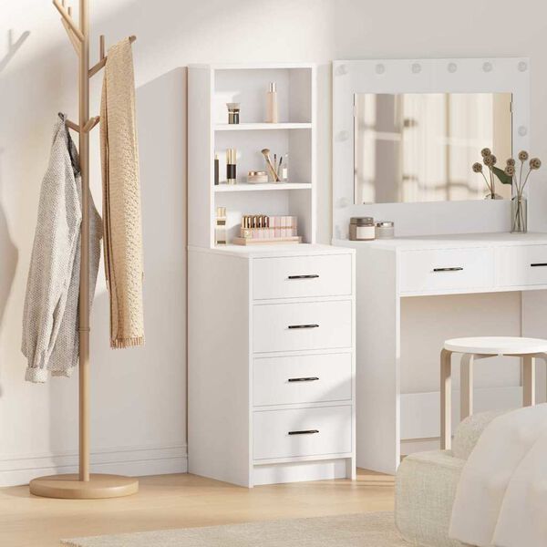 vidaXL Highboard med skuffe Hvid 40 x 41 x 135 cm Konstrueret tr&aelig;