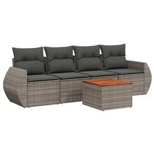 vidaXL sofas&aelig;t 5 dele med hynder polyrattan gr&aring;