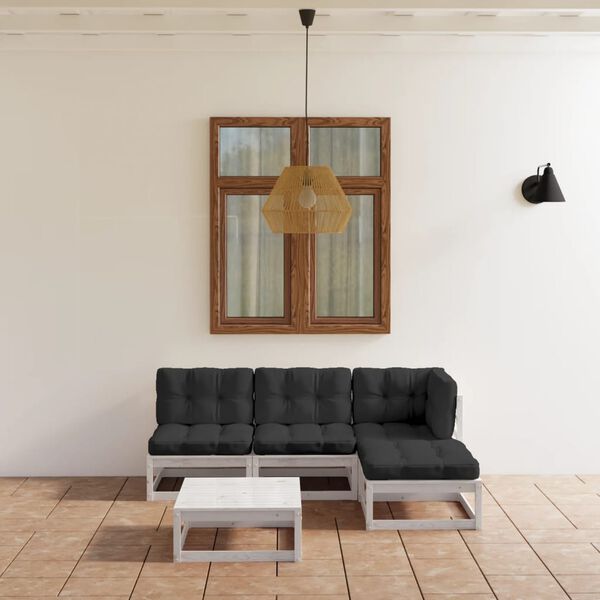 vidaXL loungesæt til haven 5 dele med hynder massivt fyrretræ