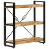 vidaXL bogreol med 3 hylder 77x30x80 cm massivt mangotr&aelig; og jern