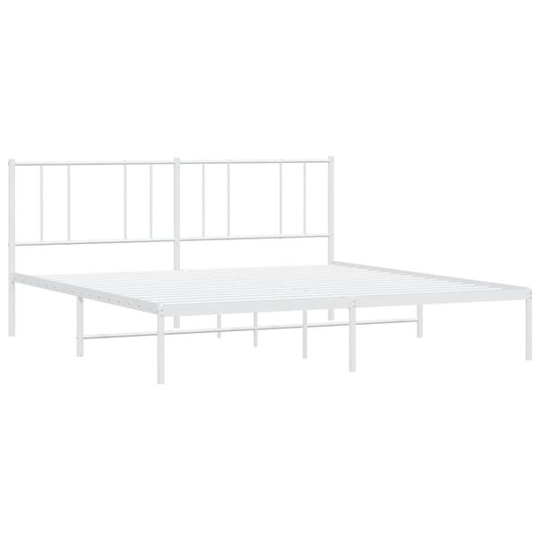 vidaXL sengeramme med sengegavl 193x203 cm metal hvid