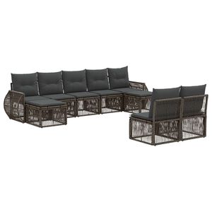 vidaXL Havesofa S&aelig;t 9 stk. Gr&aring; og M&oslash;rkegr&aring; polyrattan