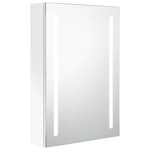 vidaXL badev&aelig;relsesskab med spejl + LED-lys 50x13x70 cm skinnende hvid