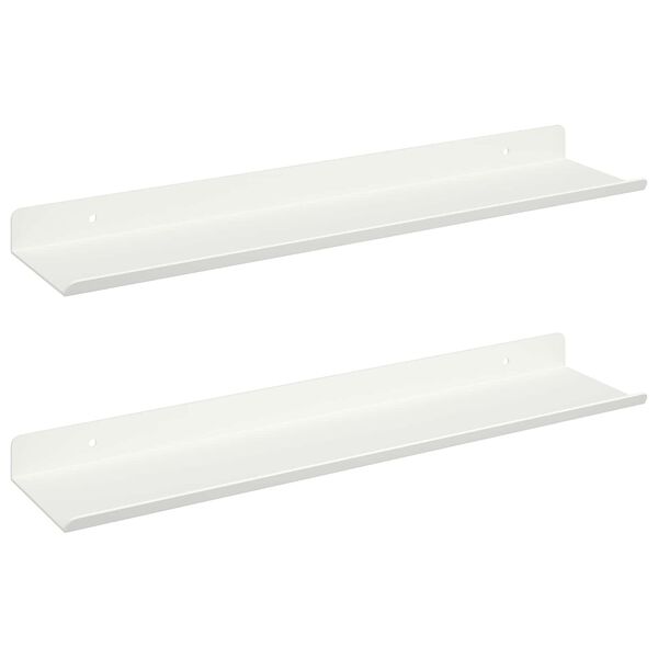 vidaXL Sv&aelig;vende hylde V&aelig;gmonteret 2 pcs Hvid 100 x 9 x 2,5 cm St&aring;l
