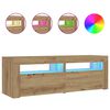 vidaXL sengeborde med LED-lys 2 stk. 60x35x40 cm egetr&aelig;sfarve