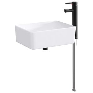 vidaXL Vask med armatur og afl&oslash;b Mat sort 40,5 x 30,5 x 13 cm Keramik