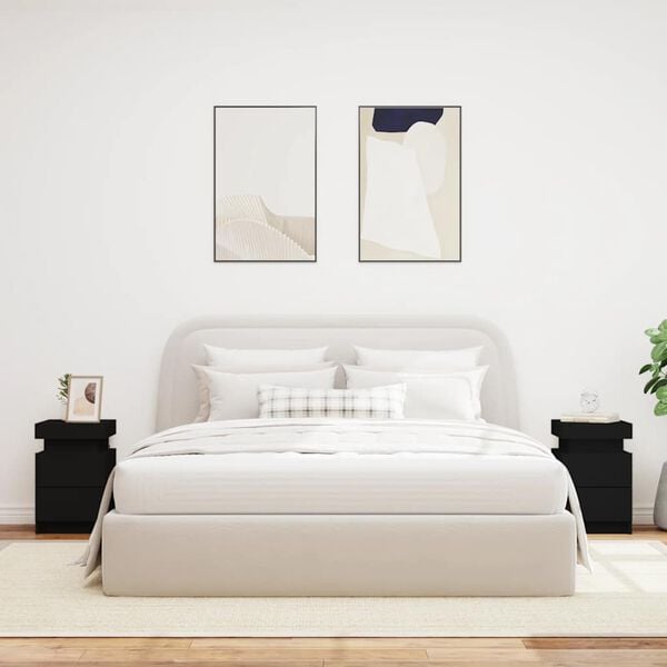 vidaXL sengeborde 2 stk. med LED-lys 35x39x55 cm sort
