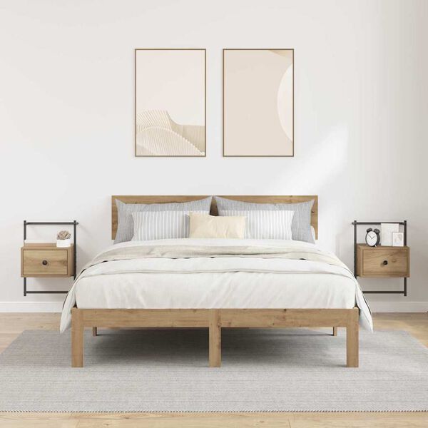 vidaXL Natskab 2 pcs Artisan Egetr&aelig; 35 x 30 x 51 cm Konstrueret tr&aelig;