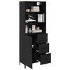 vidaXL Highboard med skuffe Sort eg 69,5 x 34 x 180 cm Konstrueret tr&aelig;
