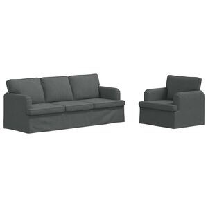 vidaXL Sofa S&aelig;t 2 pcs M&oslash;rkegr&aring; 144 x 80 x 85 cm Stof