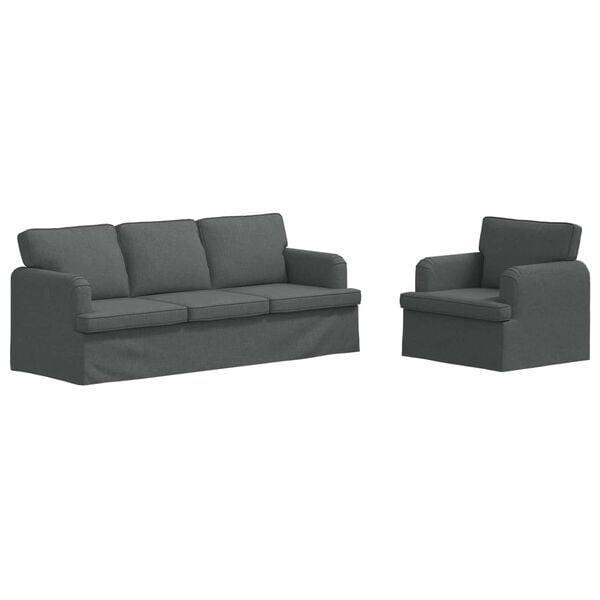 vidaXL Sofa S&aelig;t 2 pcs M&oslash;rkegr&aring; 144 x 80 x 85 cm Stof