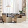vidaXL Havesofa Sæt med pude med opbevaring 7 pcs Beige Poly Rattan
