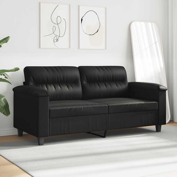 vidaXL 2-personers sofa 140 cm mikrofiberstof sort