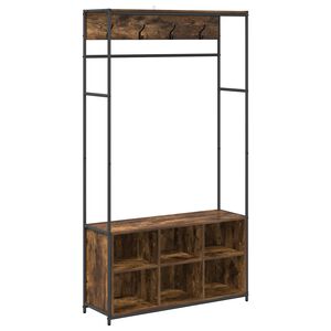 vidaXL Knager&aelig;kke med sko b&aelig;nk R&oslash;get eg 100 x 32 x 180,5 cm