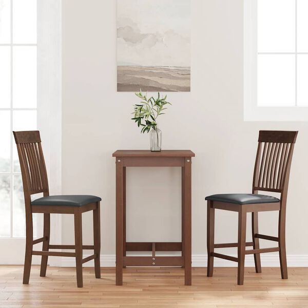 vidaXL barstole med hynder 2 stk. massivt gummitræ brun