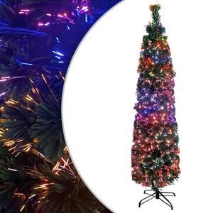 vidaXL kunstigt smalt juletr&aelig; med juletr&aelig;sfod 120 cm fiberoptisk