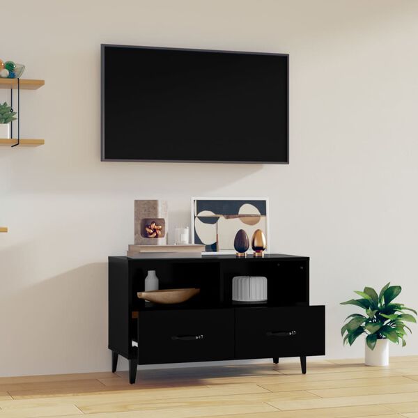vidaXL tv-bord 80x36x50 cm konstrueret træ sort