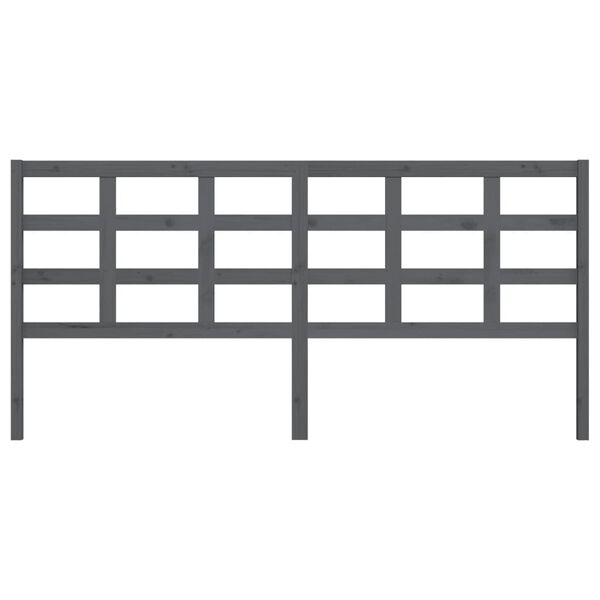 vidaXL sengegærde 205,5x4x100 cm massivt fyrretræ grå