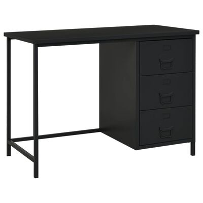 vidaXL industrielt skrivebord med skuffer 105x52x75 cm stål sort