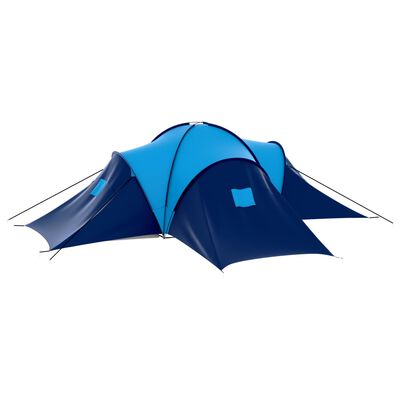 vidaXL campingtelt stof 9 personer mørkeblå og blå