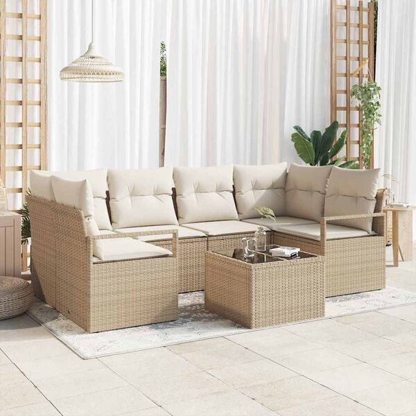 vidaXL Sofa S&aelig;t 7 pcs Beige og creme polyrattan