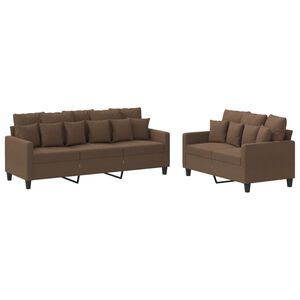 vidaXL sofas&aelig;t 2 dele med hynder stof brun