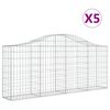 vidaXL buede gabionkurve 5 stk. 200x30x80/100 cm galvaniseret jern