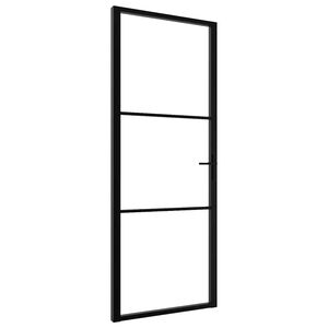 vidaXL indvendig d&oslash;r 76x201,5 cm sikkerhedsglas og aluminium sort