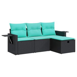vidaXL sofas&aelig;t til haven 4 dele med hynder polyrattan sort