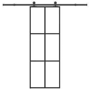 vidaXL skyded&oslash;r med hardwares&aelig;t 76x205 cm sikkerhedsglas aluminium