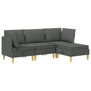 vidaXL Modulsofa s&aelig;t med opbevaring 4 pcs M&oslash;rkegr&aring; Stof