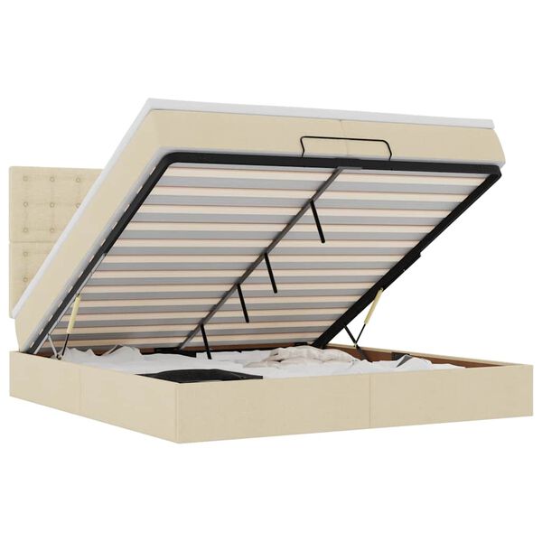 vidaXL osmannisk sengeramme med madrasser 200x200 cm stof cremefarvet