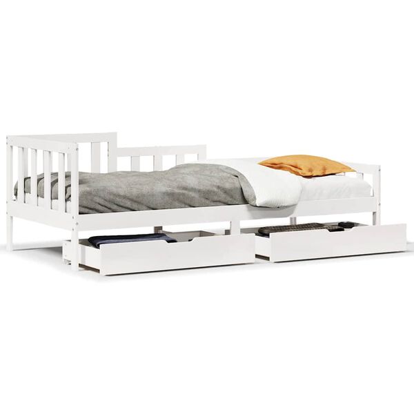 vidaXL daybed med skuffer 90x190 cm massivt fyrretr&aelig; hvid