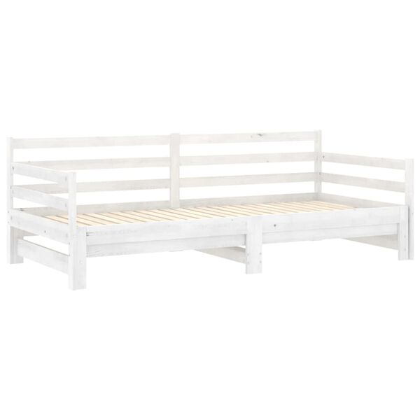 vidaXL daybed med udtr&aelig;k 2x(90x200) cm massivt fyrretr&aelig; hvid